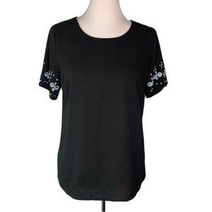 Skies Are Blue Womens Blouse Black Short Sleeve S